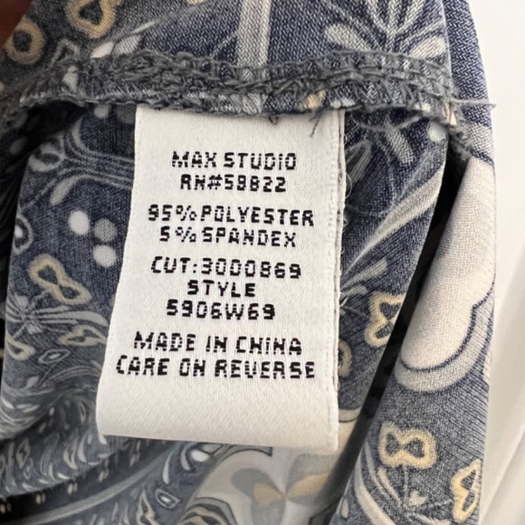 Max Studio Printed Midi Shift Dress Navy Bohemian Paisley 3/4 Length Sleeve - Picture 10 of 11